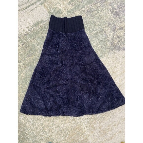 NWOT TORY BURCH Lurex Size XXS Merino Wool Sweater Midi Skirt Navy MSRP $398 - Picture 3 of 10